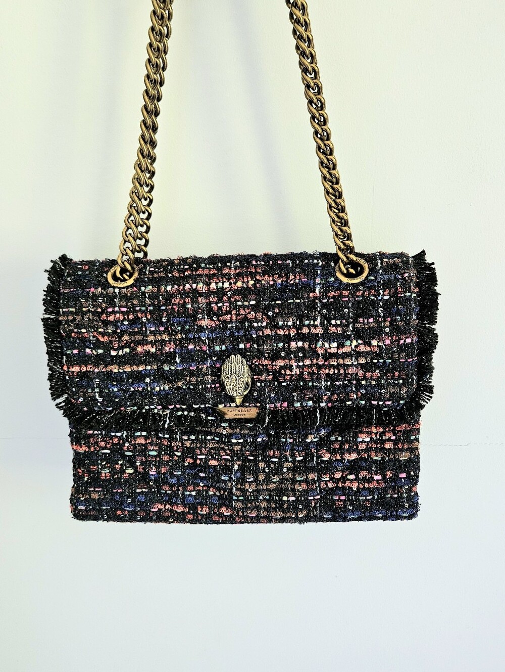 Kurt Geiger Purse Large Kensington Tweed Antique Brass NWT